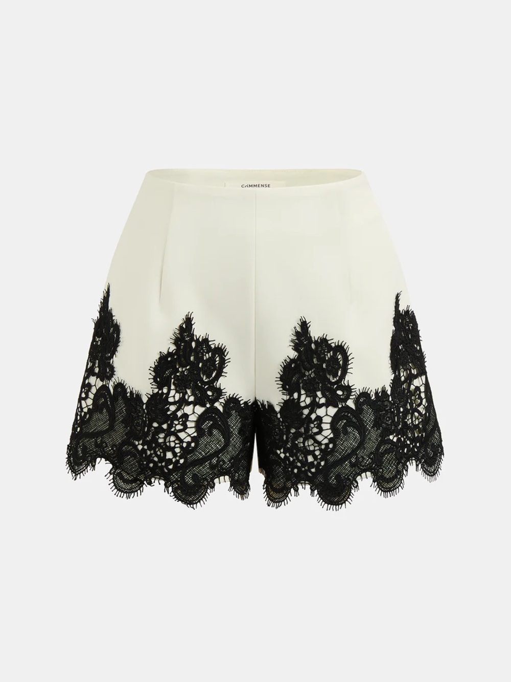 Commense Contrast Lace Trim Mid-Waist Shorts